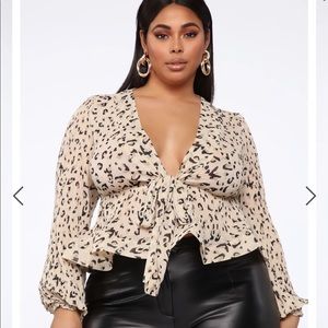 Leopard print tie shirt